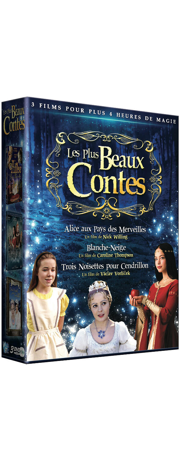 Couverture de : Les Plus Beaux Contes : Alice au pays des merveilles + Blanche-Neige + Trois noisettes pour Cendrillon