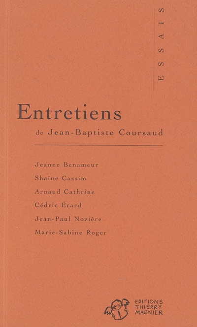 Couverture de : Entretiens de Jean-Baptiste Coursaud